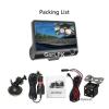 1080p Hd 4  Car Dvr Dash 3 Lens Cam Video Recorder Rearview Camera S