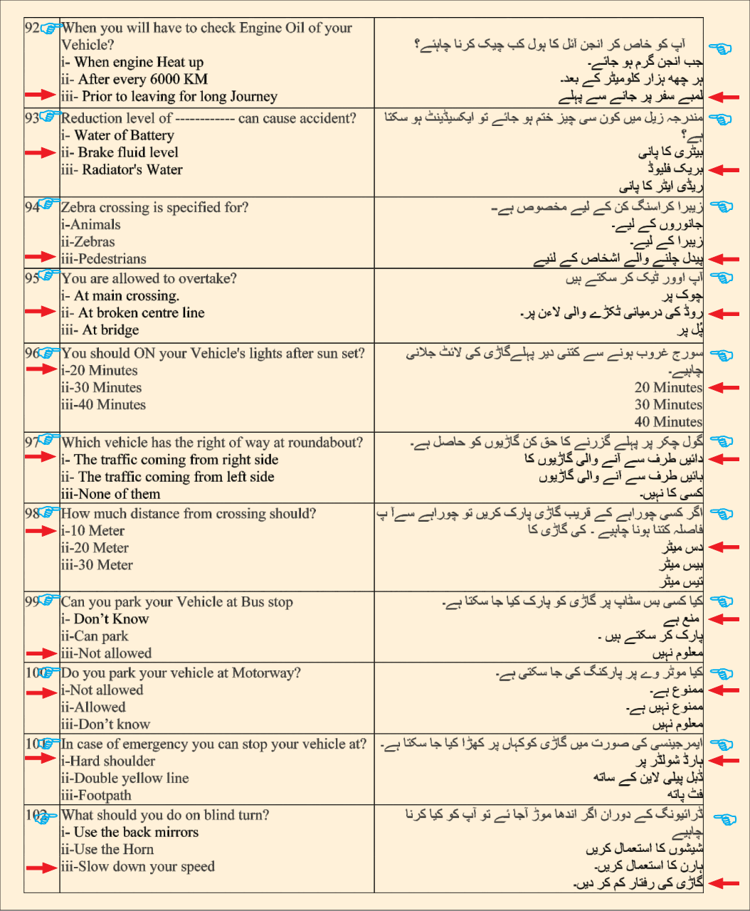 Driving license preparation question & answers