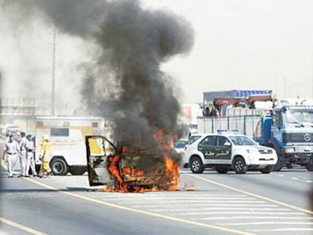 Cars Burst Out With Fire Because of Hot Weather in UAE