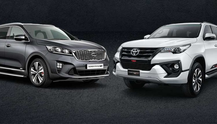 Price Comparison Between Kia Sorento Vs Toyota Fortuner